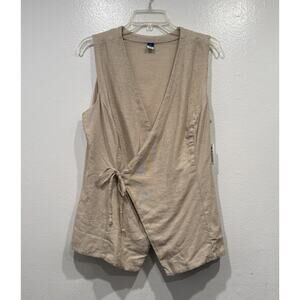 Old Navy Linen Wrap Top Womens Size Tall Large Beige V Neck Sleeveless Coastal